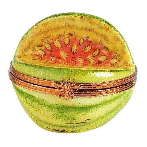 Open Melon Porcelain Limoges fruits vegetables French Trinket Box