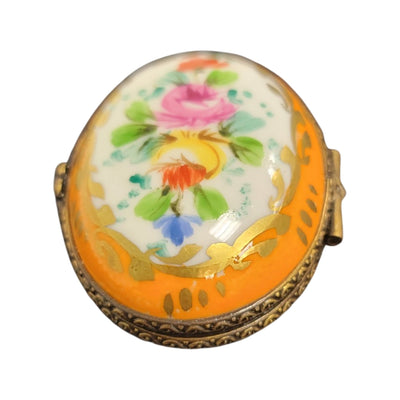Orange Floral Limoges Box Porcelain Limoges LIMOGES BOXES traditional French Trinket Box