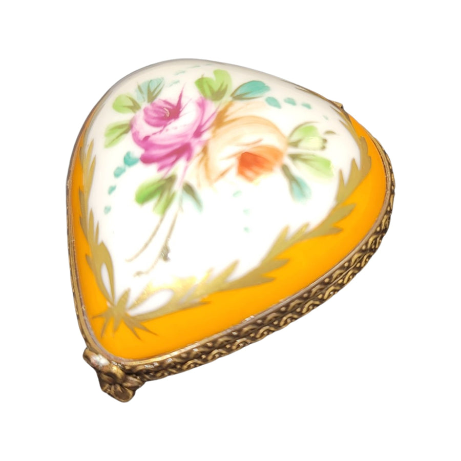 Orange Heart Floral Limoges Box Porcelain Limoges hearts LIMOGES BOXES French Trinket Box