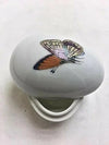 Orange Yellow Butterfly Figurine Porcelain Limoges Butterfly Egg French Trinket Box