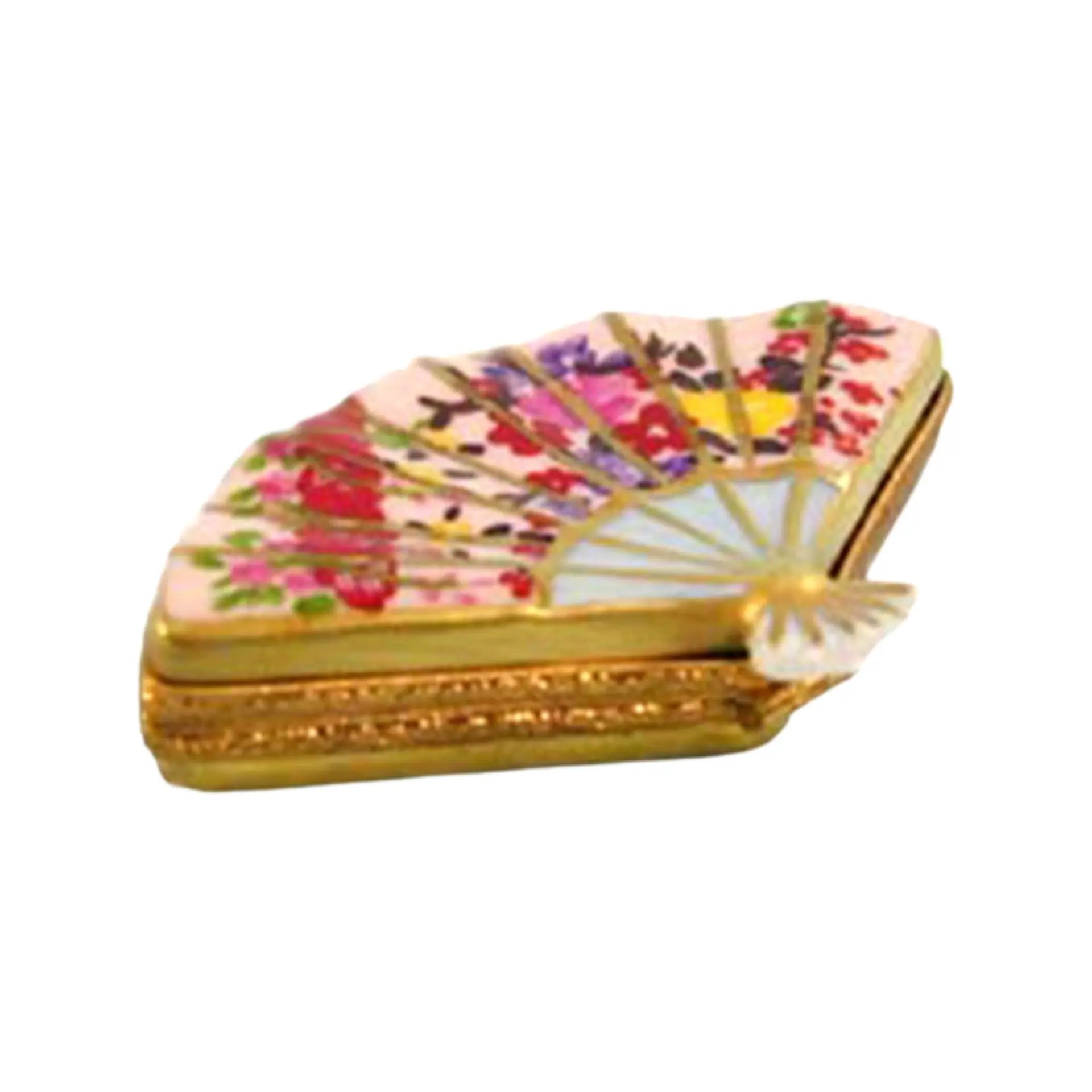 Oriental Fan Artoria Porcelain Limoges china travel fashion French Trinket Box