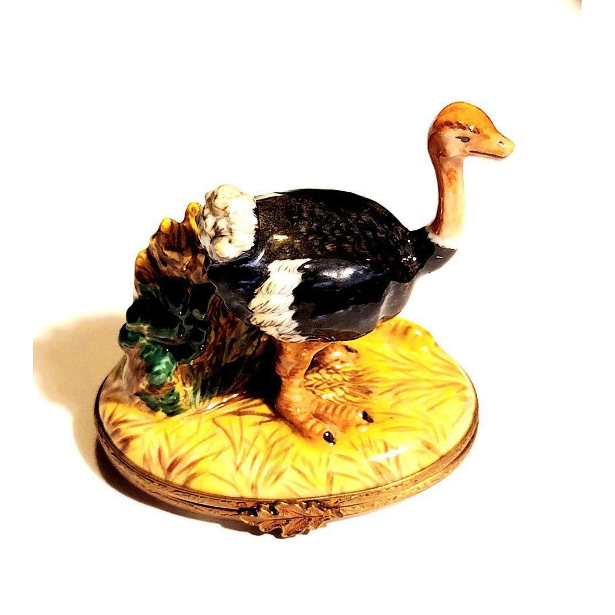 Ostrich Bird Limoges Trinket Box Porcelain Limoges Limoges Boxes bird wild French Trinket Box