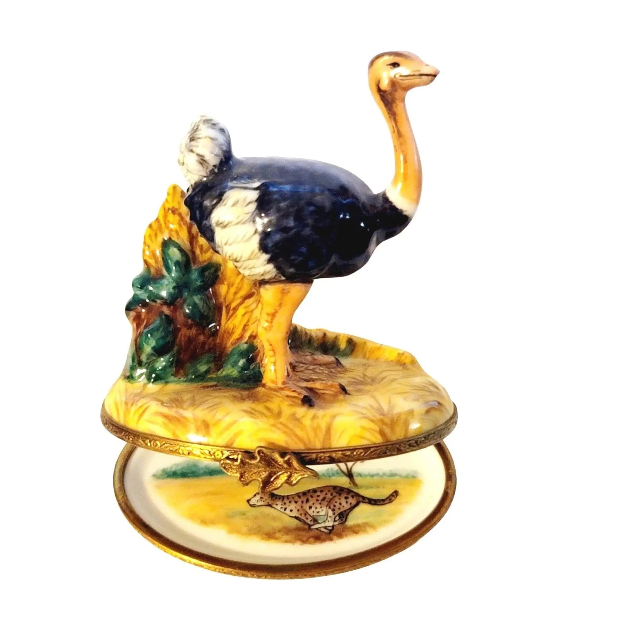 Ostrich Bird Limoges Trinket Box Porcelain Limoges Limoges Boxes bird wild French Trinket Box