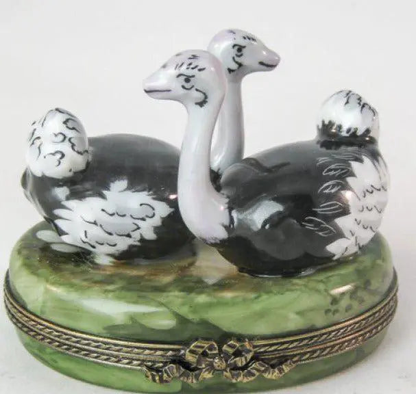 Ostridge Duo Porcelain Limoges bird limoges boxes French Trinket Box