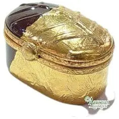 Oval Chocolate w Gold Porcelain Limoges Dessert French Trinket Box