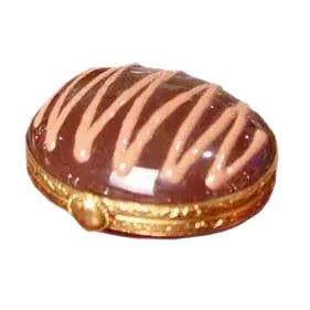 Oval Chocolate Porcelain Limoges Dessert French Trinket Box