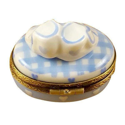 Oval - It's a Boy with Shoes Porcelain Limoges baby maternity French Trinket Box