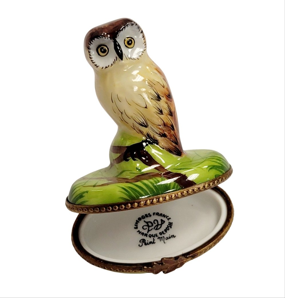 Owl Elegance Limoges Box Porcelain Limoges bird French Trinket Box