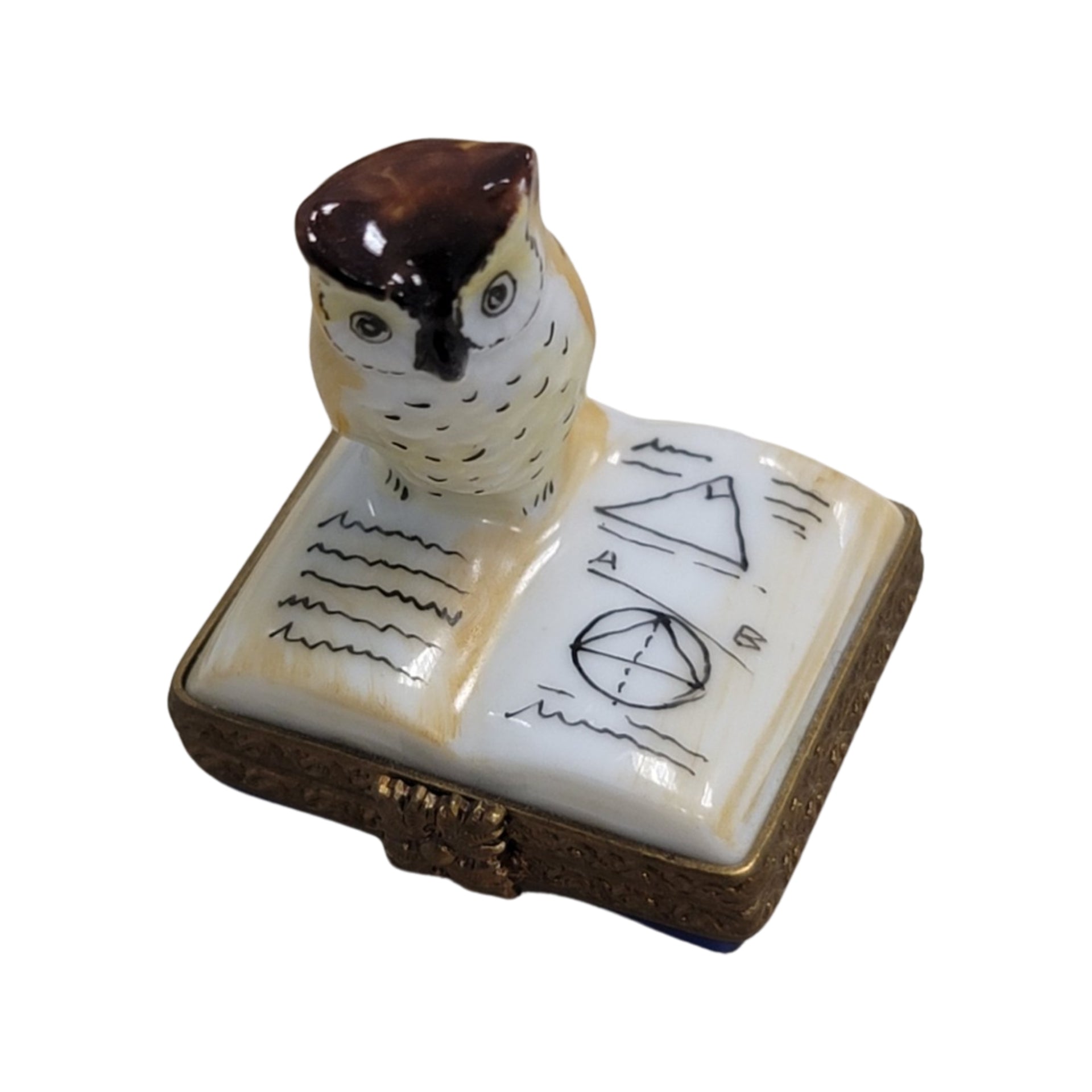 Owl Perched on Book Elegance Porcelain Limoges bird wild bird pwl French Trinket Box