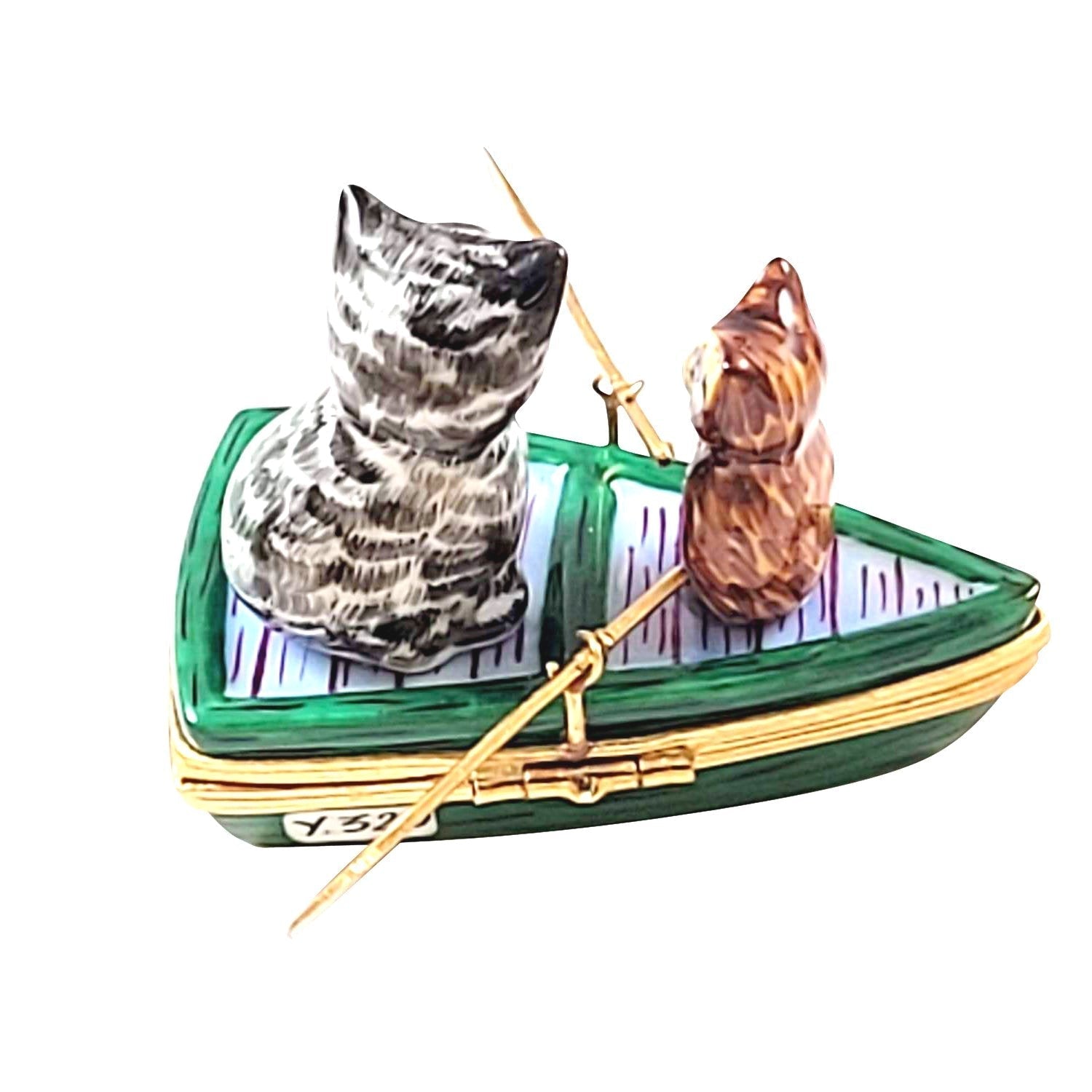 Owl and Pussy Cat Porcelain Limoges cat bird book kids French Trinket Box