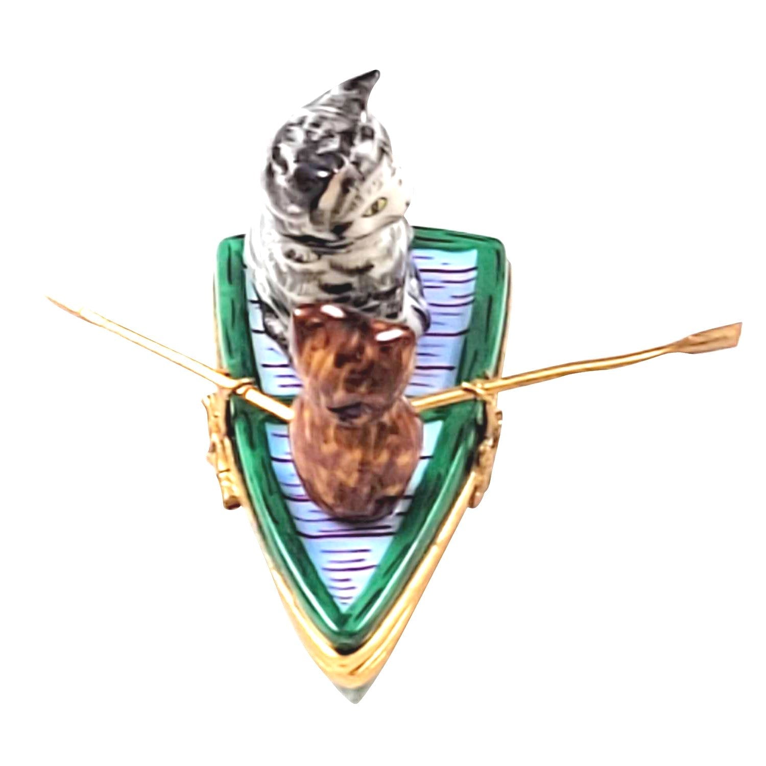 Owl and Pussy Cat Porcelain Limoges cat bird book kids French Trinket Box