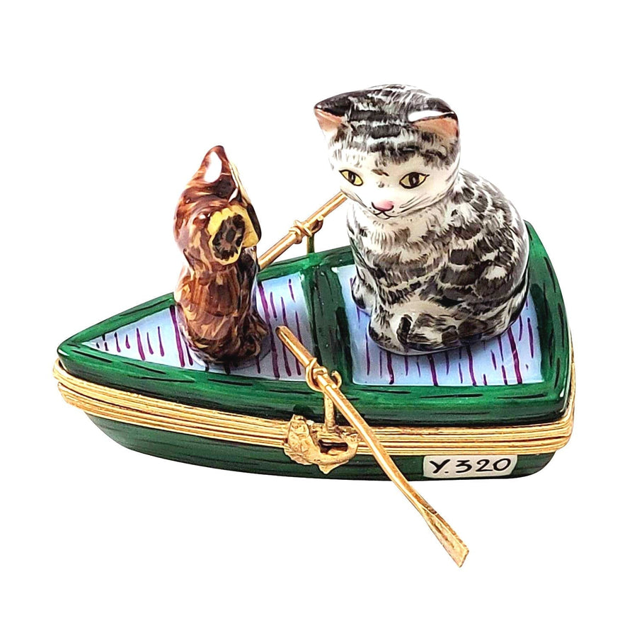 Owl and Pussy Cat Porcelain Limoges cat bird book kids French Trinket Box