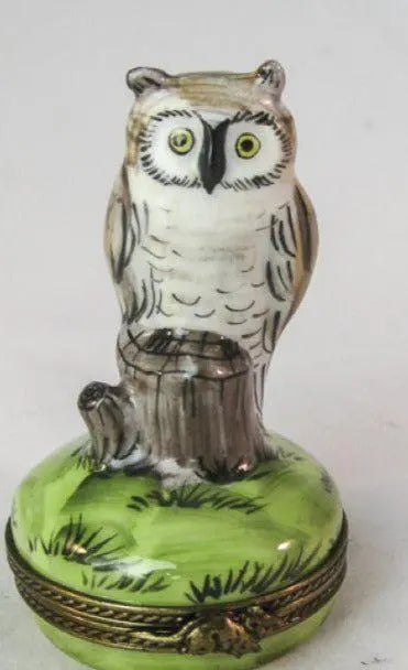 Owls on Stump- Porcelain Limoges bird limoges boxes French Trinket Box