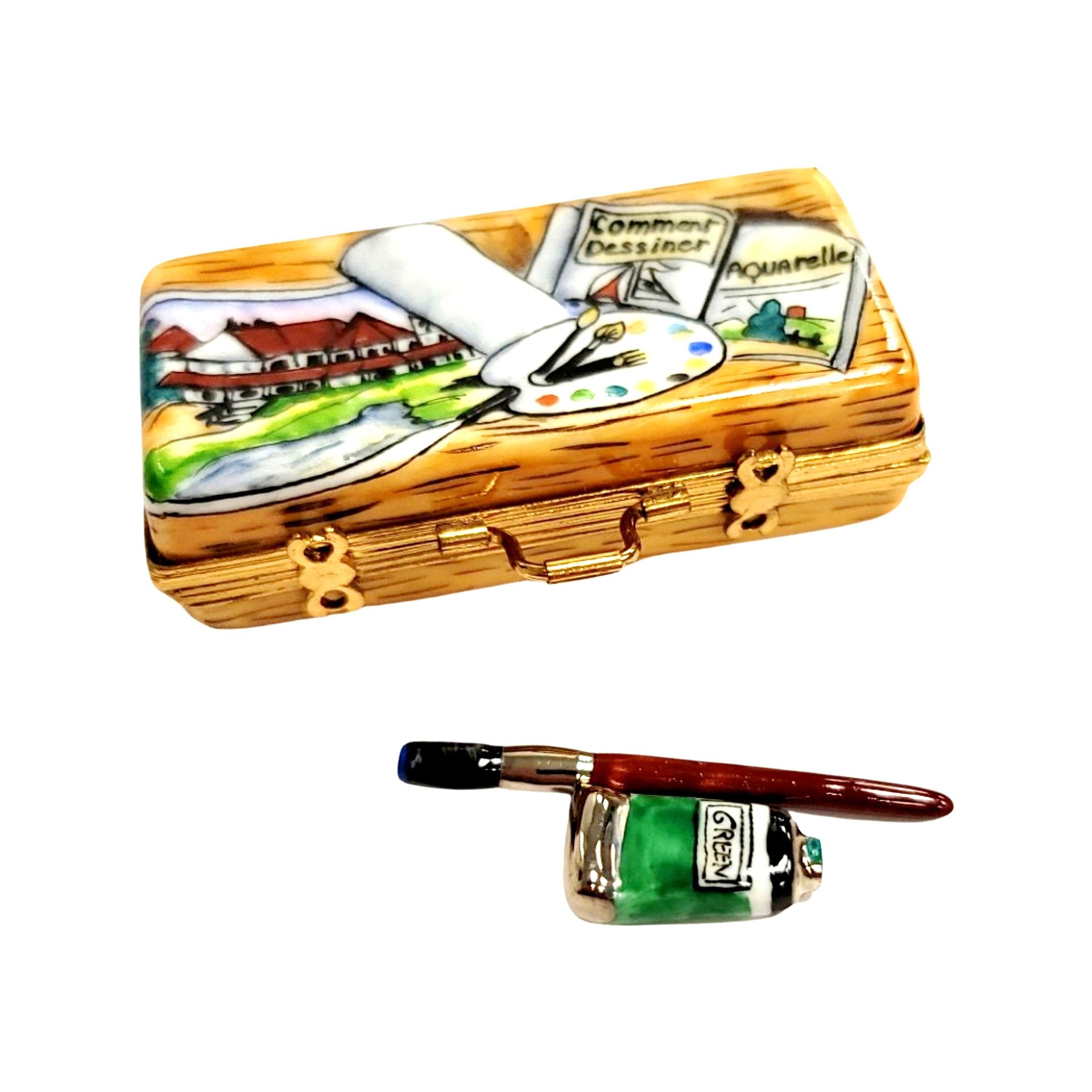 Paint Brush Limoges Box Figurine Porcelain Limoges fine art Baby LIMOGES BOXES French Trinket Box