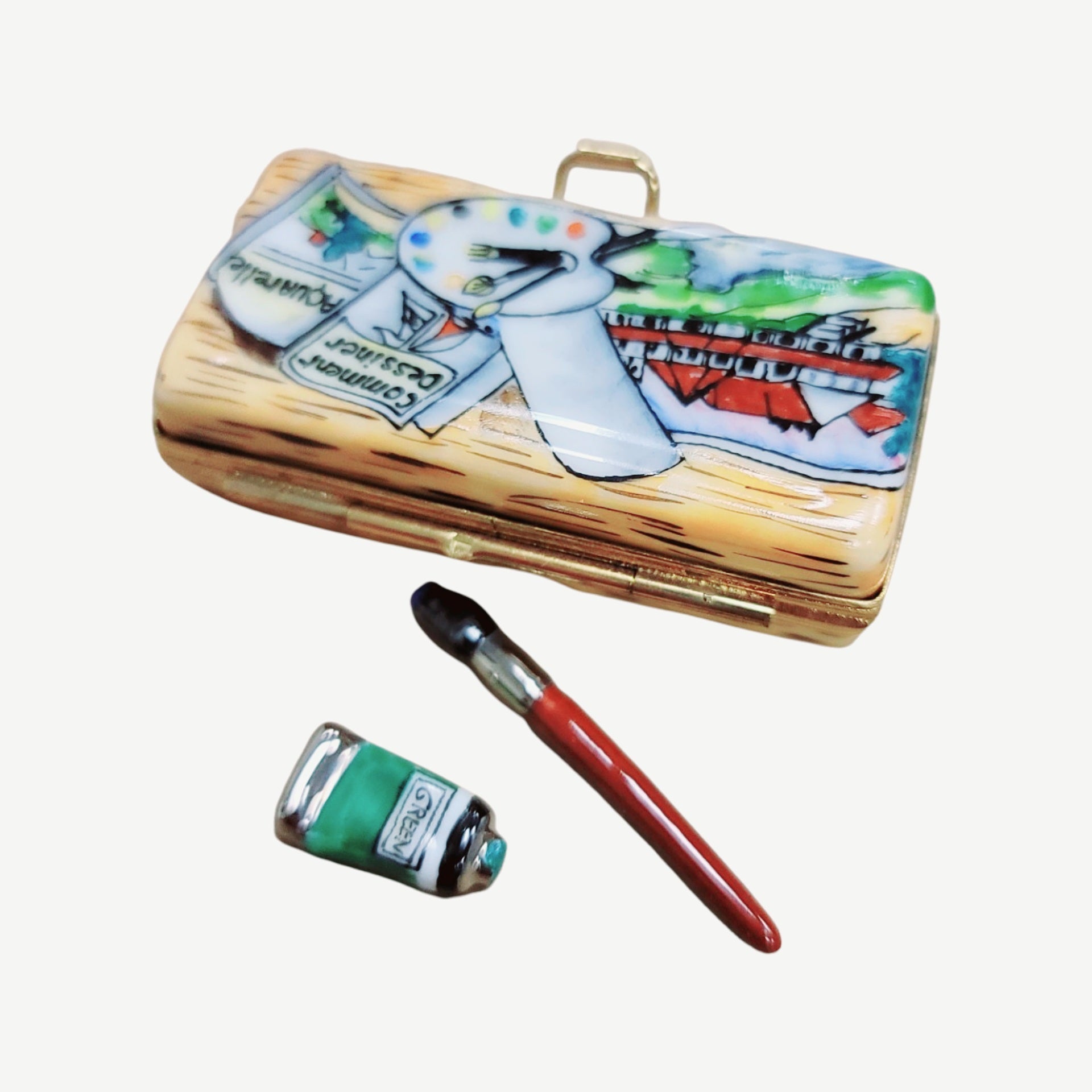 Paint Brush Limoges Box Figurine Porcelain Limoges fine art Baby LIMOGES BOXES French Trinket Box