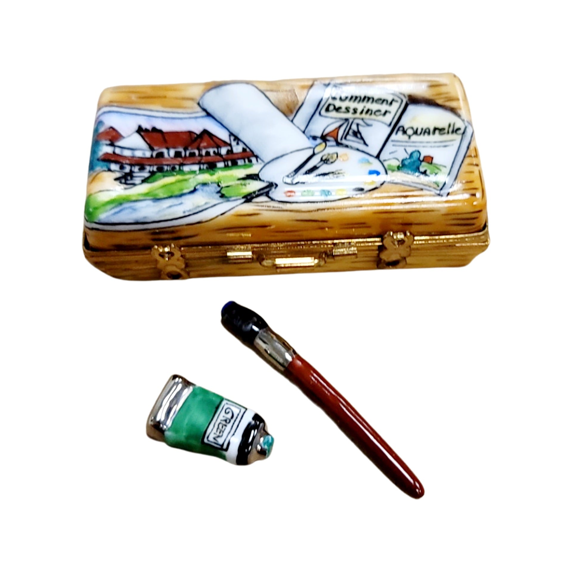 Paint Brush Limoges Box Figurine Porcelain Limoges fine art Baby LIMOGES BOXES French Trinket Box