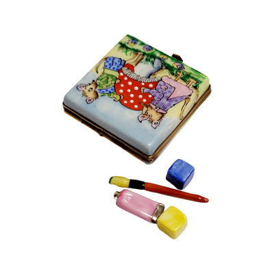 Mice And Mushroom Paint Box Porcelain Limoges baby French Trinket Box