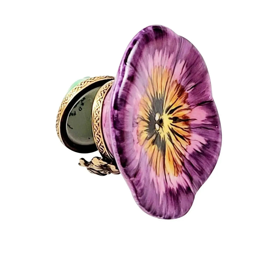 Purple Pansy Limoges box, hand-painted porcelain made in France