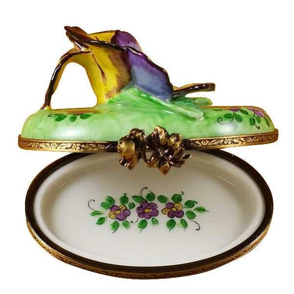 Pansy - Purple & Yellow Porcelain Limoges garden flowers French Trinket Box