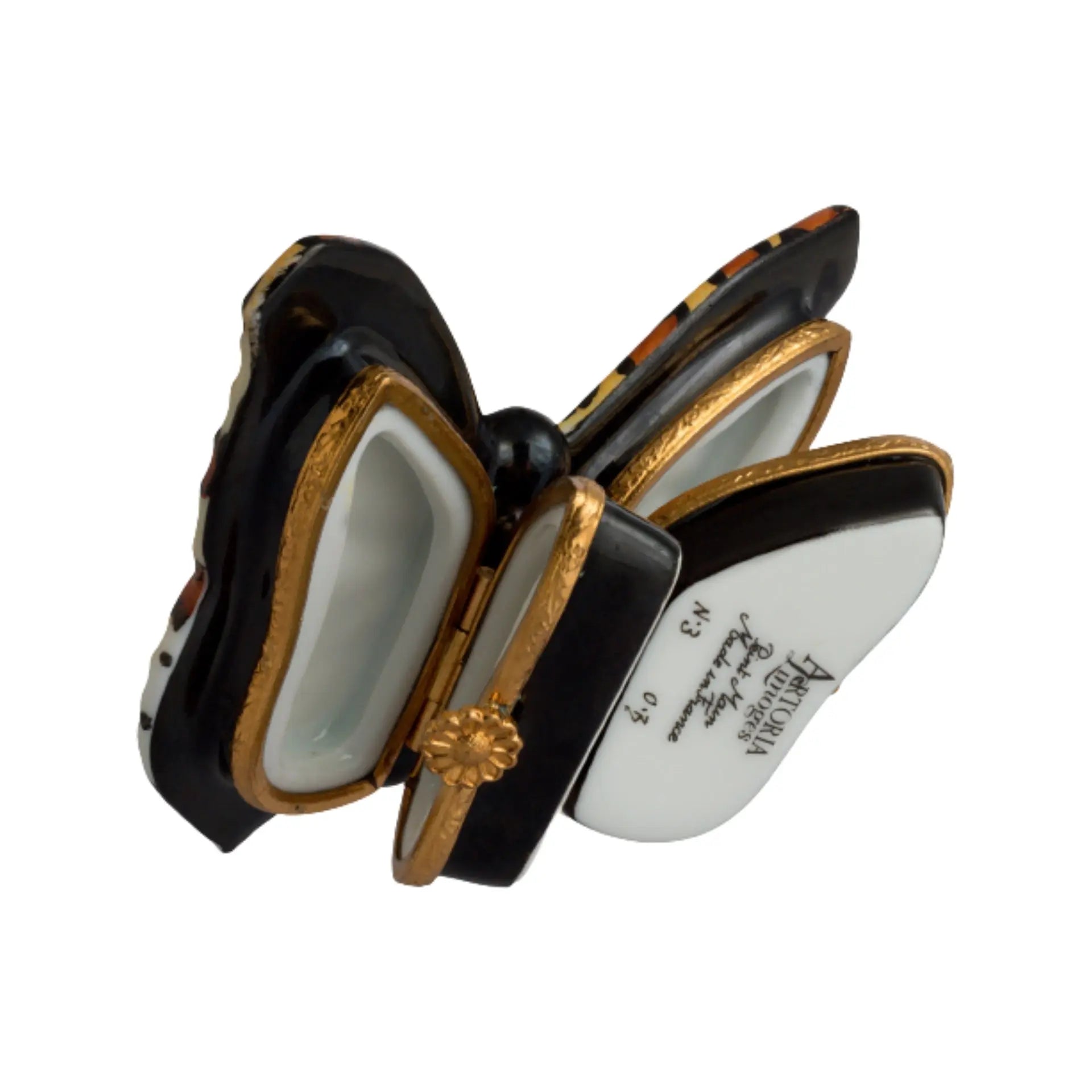 Panther Butterfly Porcelain Limoges Butterfly French Trinket Box