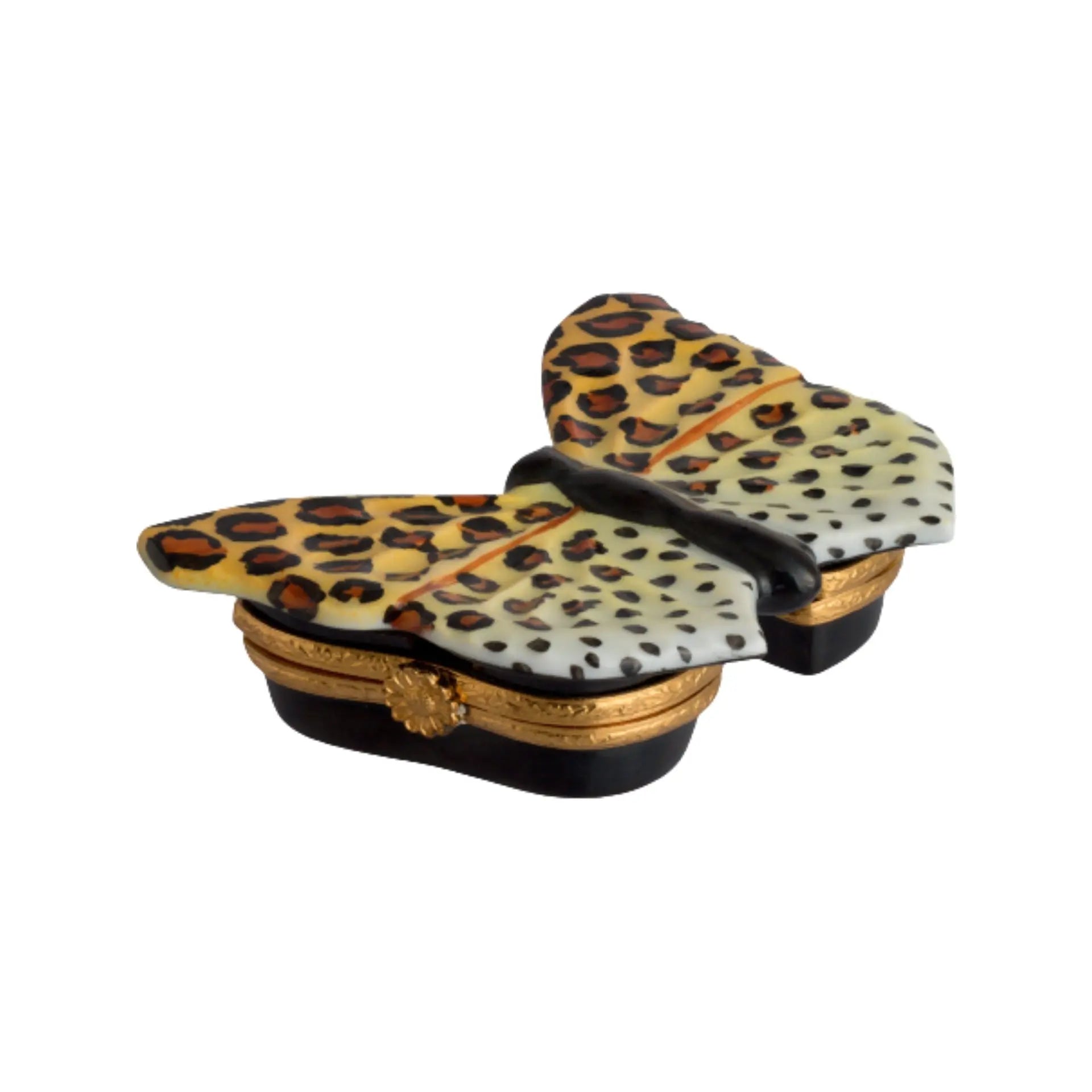 Panther Butterfly Porcelain Limoges Butterfly French Trinket Box