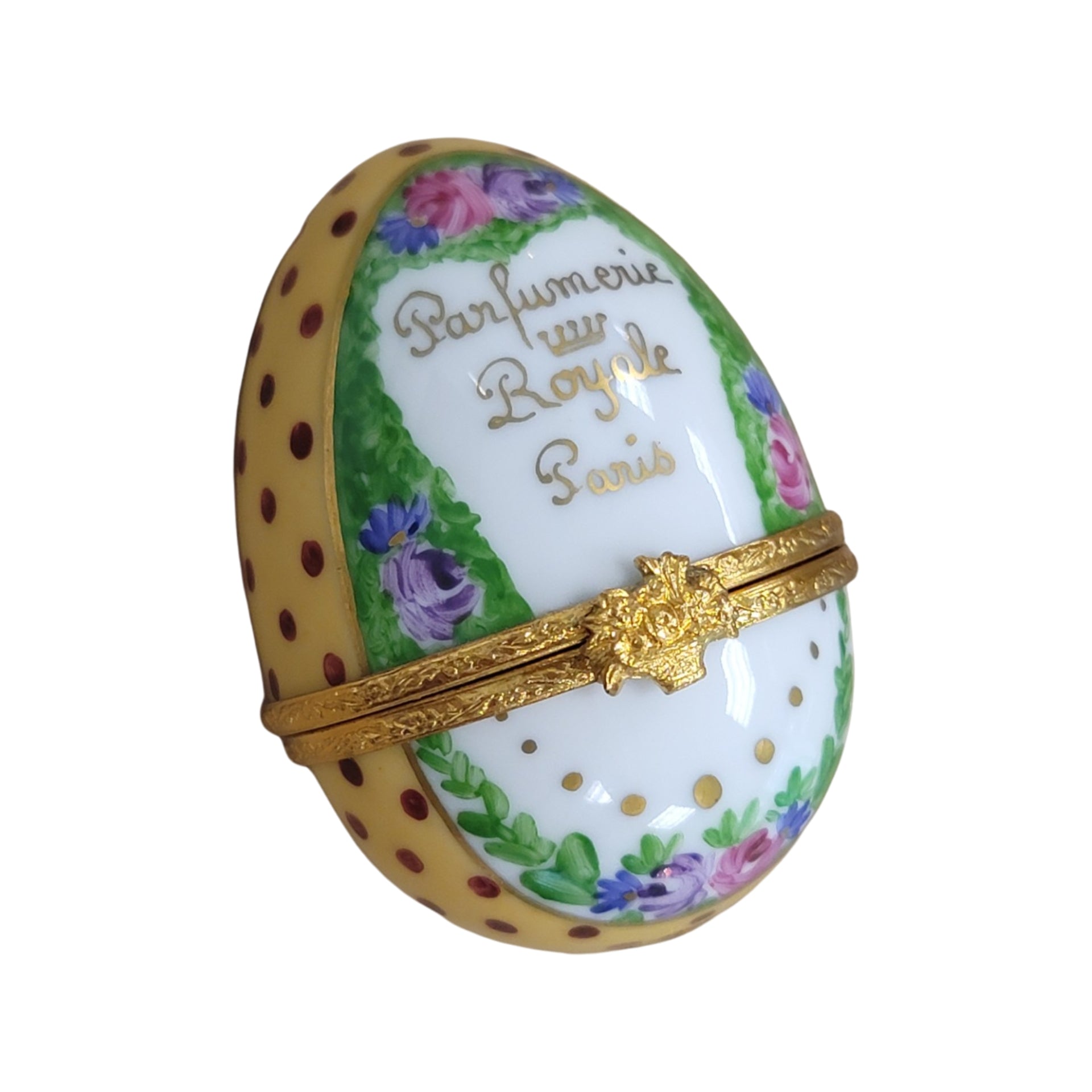 Parfumerie Paris Elegance Egg Porcelain Limoges Perfume Egg French Trinket Box