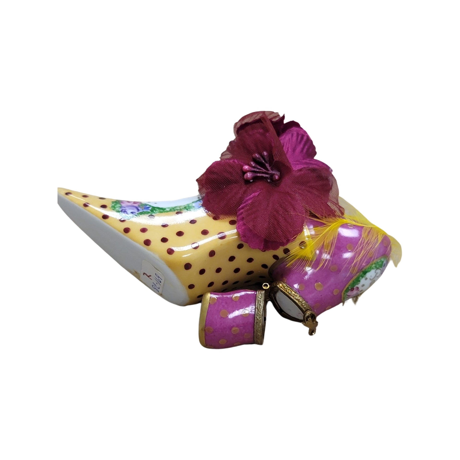 Elegant Parisian Shoe Box Porcelain Limoges LIMOGES BOXES shoes hat French Trinket Box