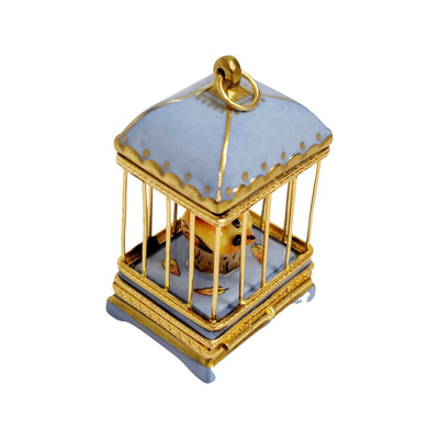 Pastel Blue Love Birds Cage Porcelain Limoges bird French Trinket Box