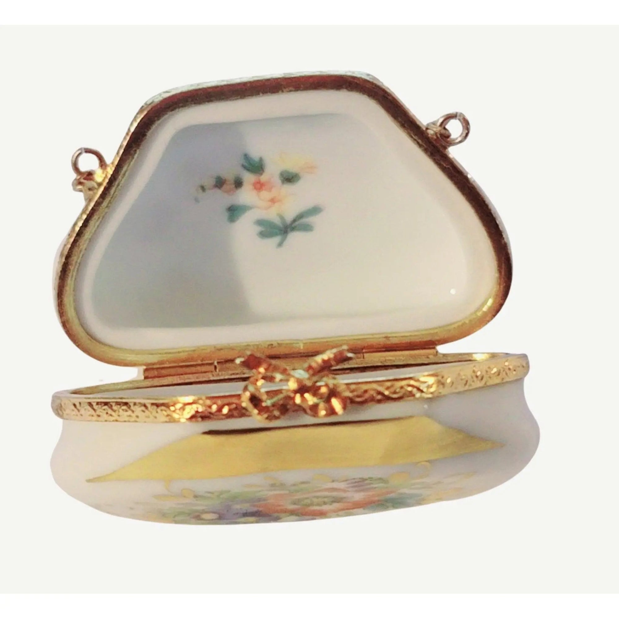 Pastel Floral Limoges Trinket Box Porcelain Limoges purse Decal limoges box bags ladies French Trinket Box