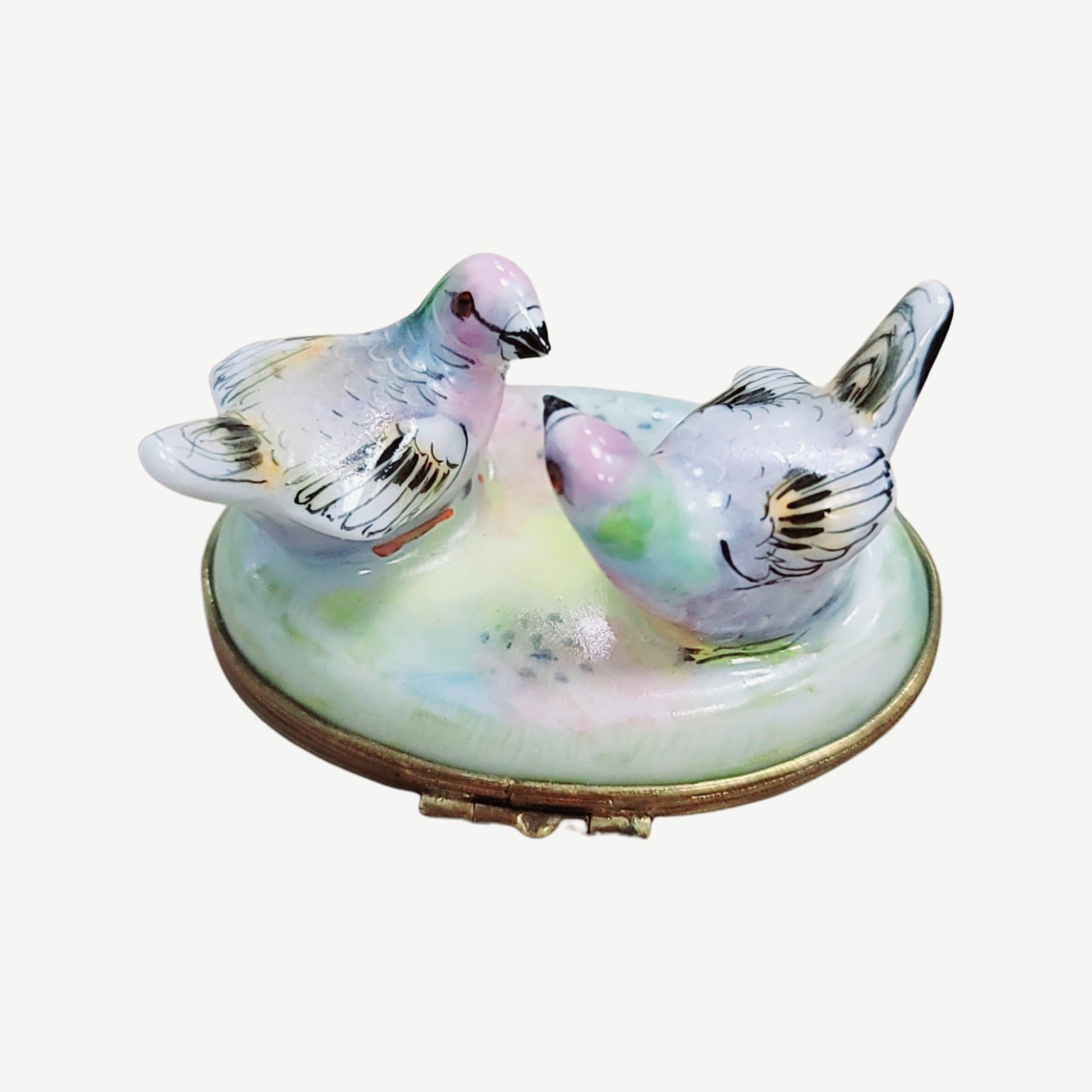 Pastel Pigeons Porcelain Elegance Porcelain Limoges bird LIMOGES BOXES French Trinket Box