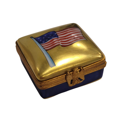 Patriotic American Flag Limoges Box Porcelain Limoges united states patriotic French Trinket Box