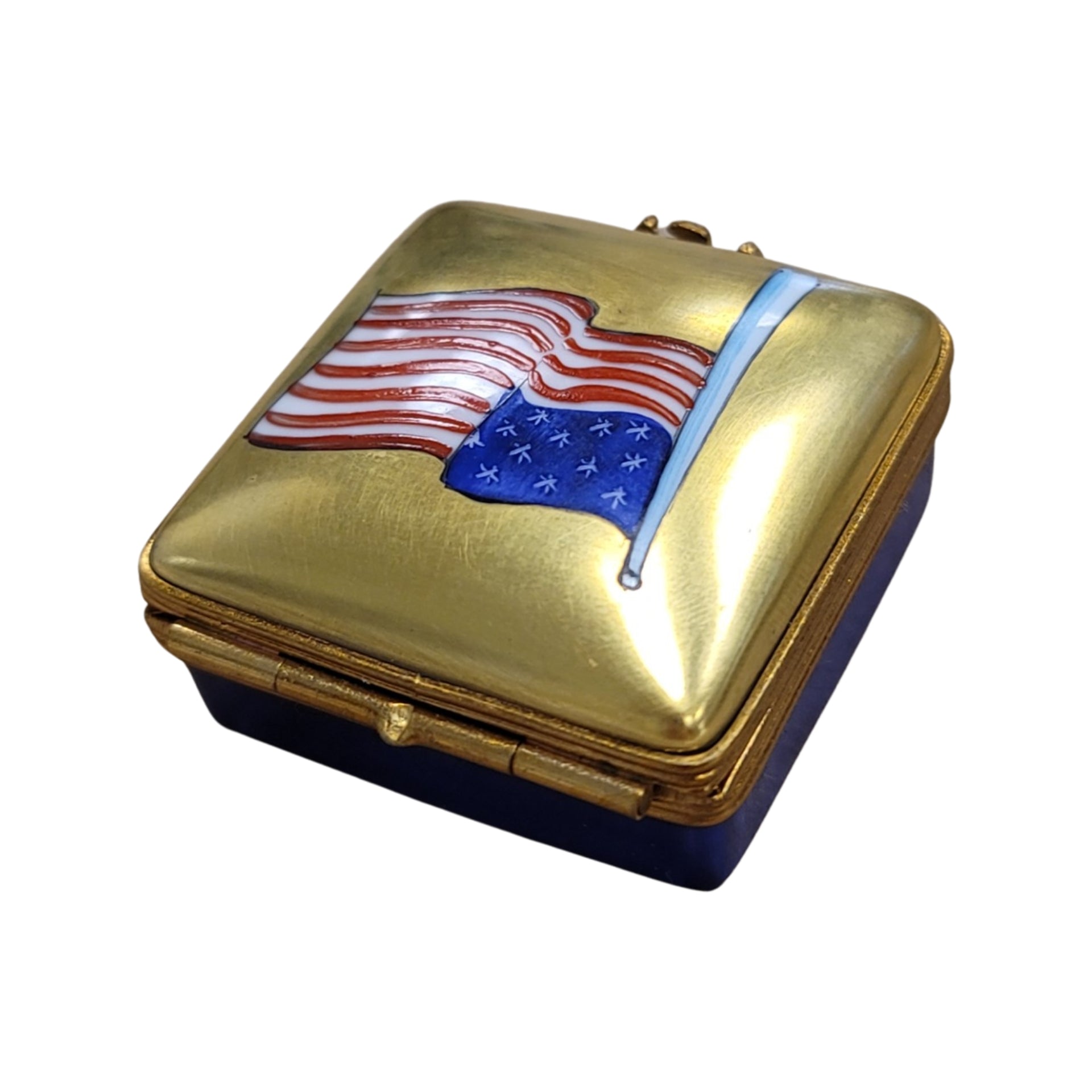 Patriotic American Flag Limoges Box Porcelain Limoges united states patriotic French Trinket Box