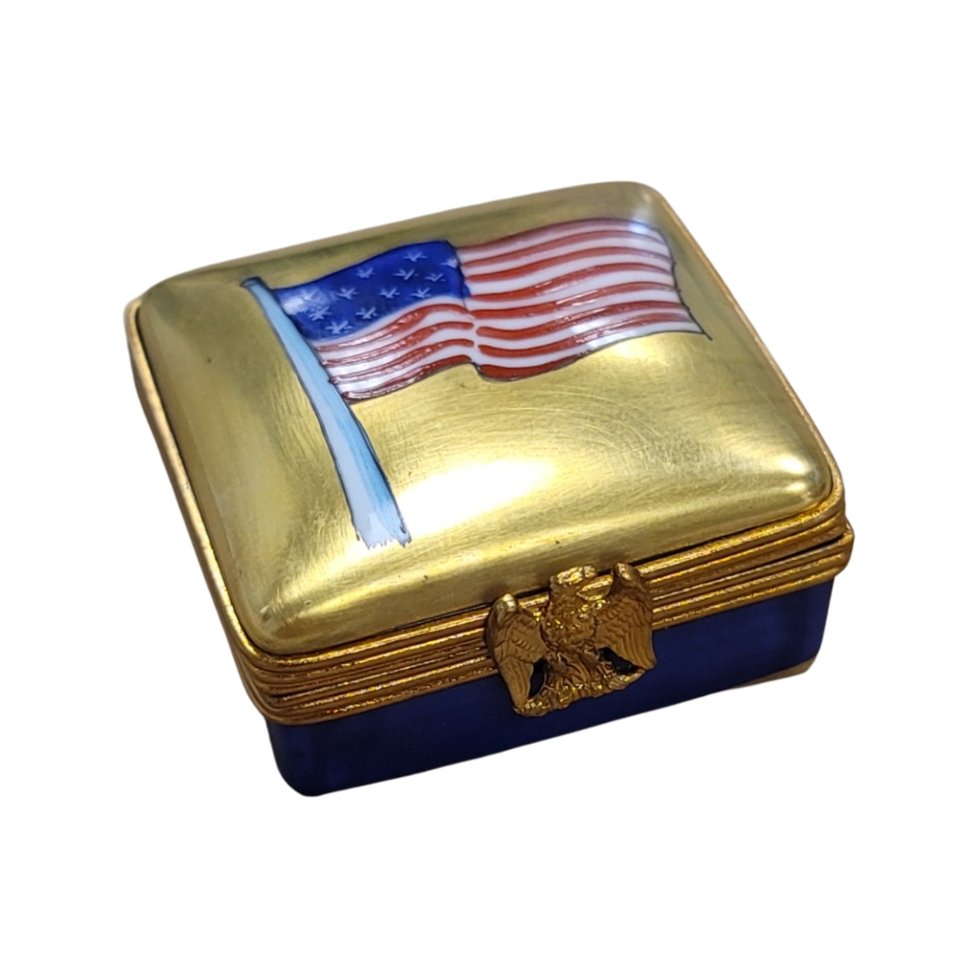 Patriotic American Flag Limoges Box Porcelain Limoges united states patriotic French Trinket Box