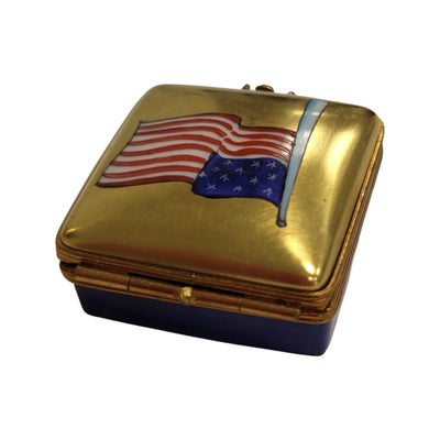 Patriotic American Flag Limoges Box Porcelain Limoges united states patriotic French Trinket Box