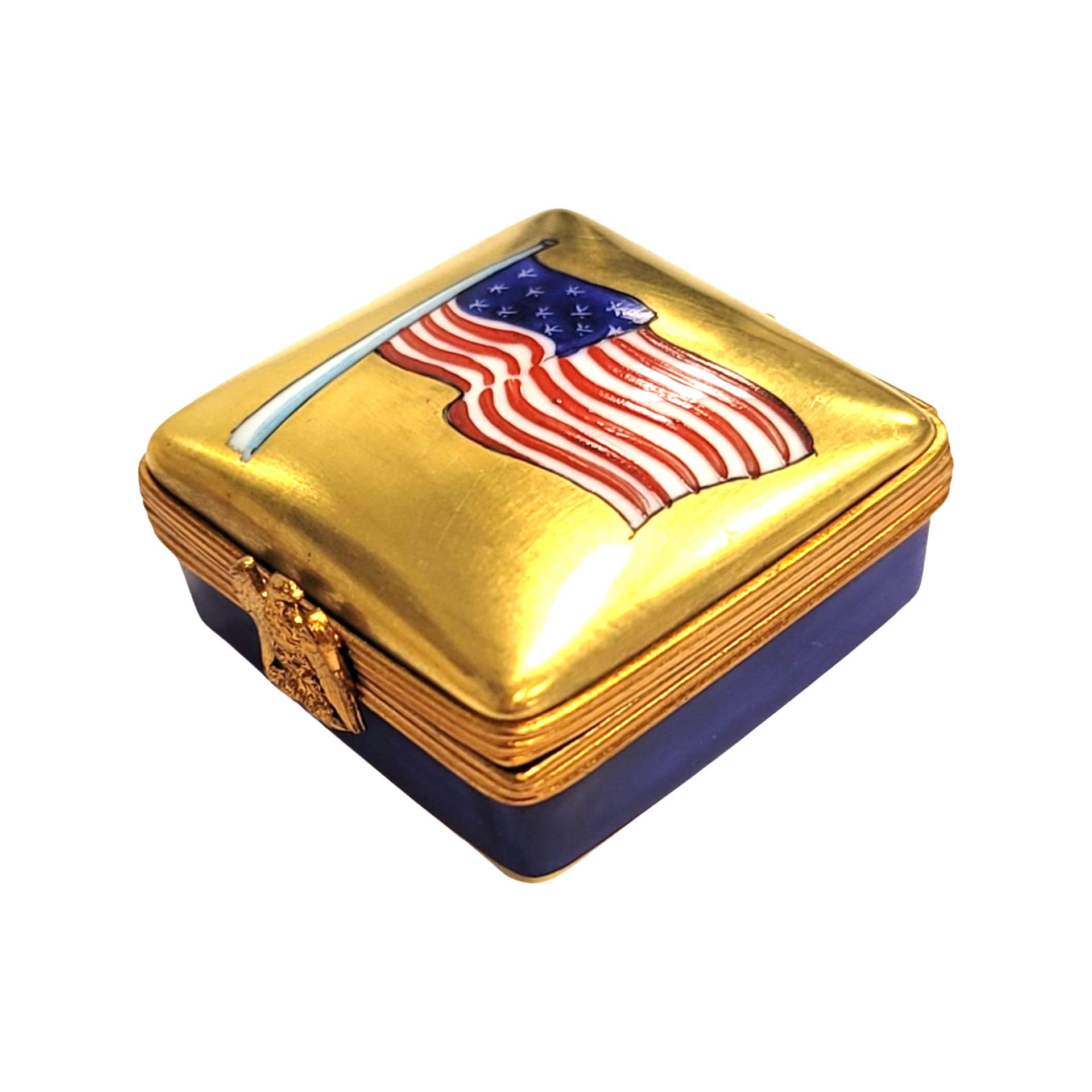Patriotic American Flag Limoges Box Porcelain Limoges united states patriotic French Trinket Box