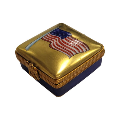 Patriotic American Flag Limoges Box Porcelain Limoges united states patriotic French Trinket Box