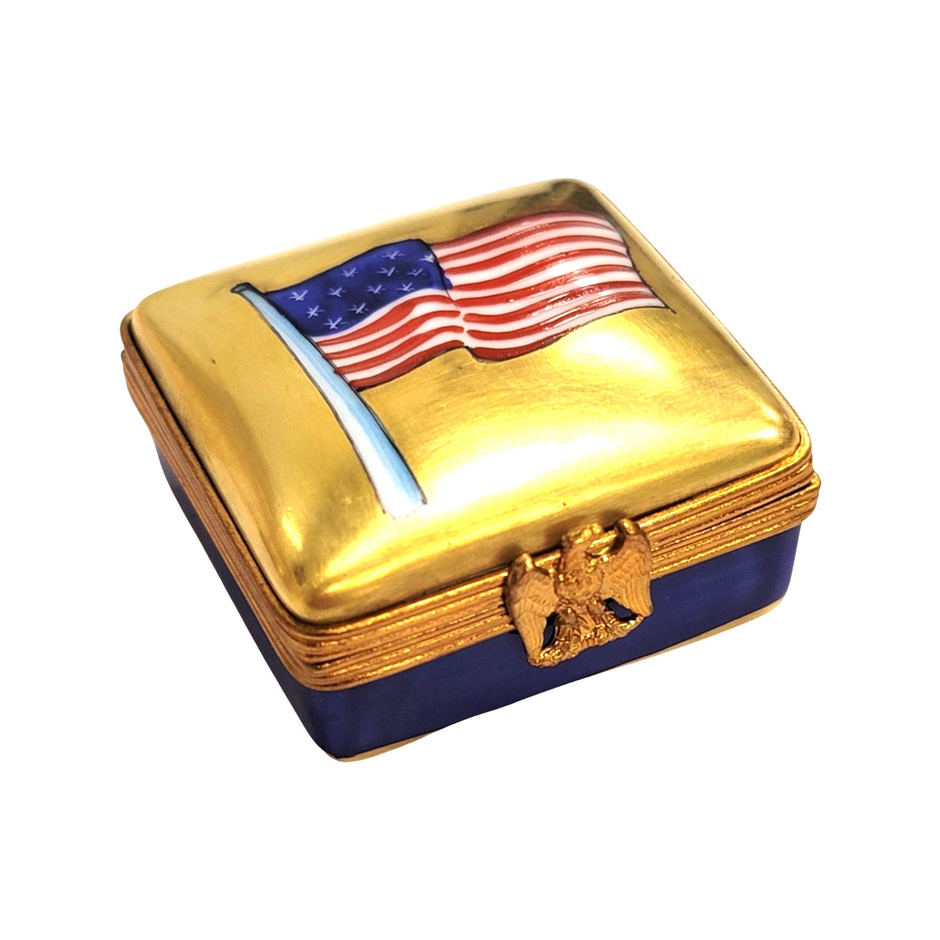 Patriotic American Flag Limoges Box Porcelain Limoges united states patriotic French Trinket Box