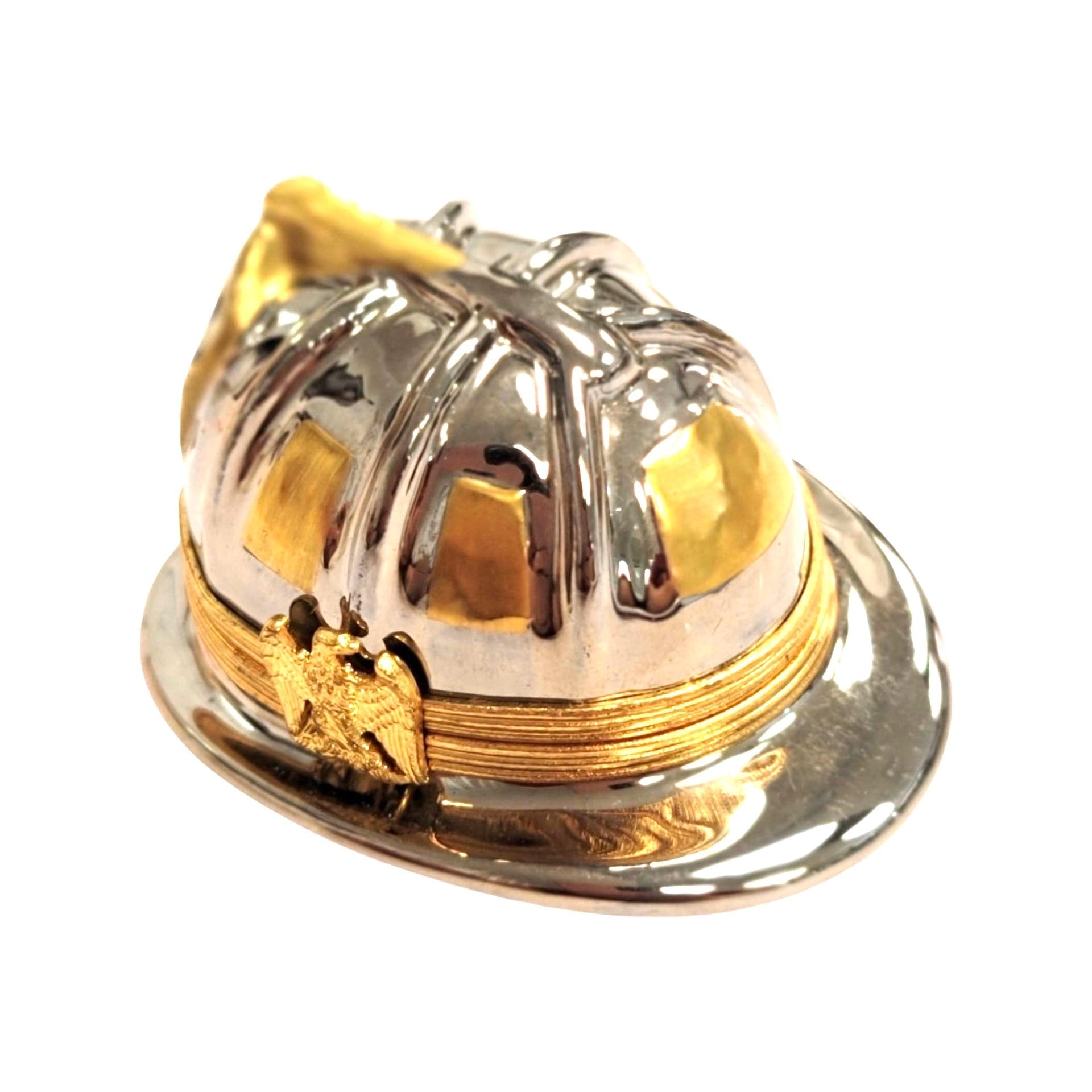 Patriotic Fireman Hat Limoges Box Porcelain Limoges united states patriotic professional French Trinket Box