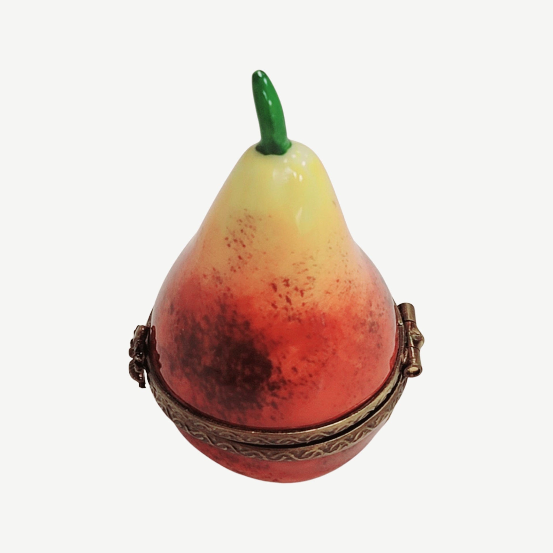 Exquisite Hand-Painted Pear Box Porcelain Limoges fruit vegetables French Trinket Box
