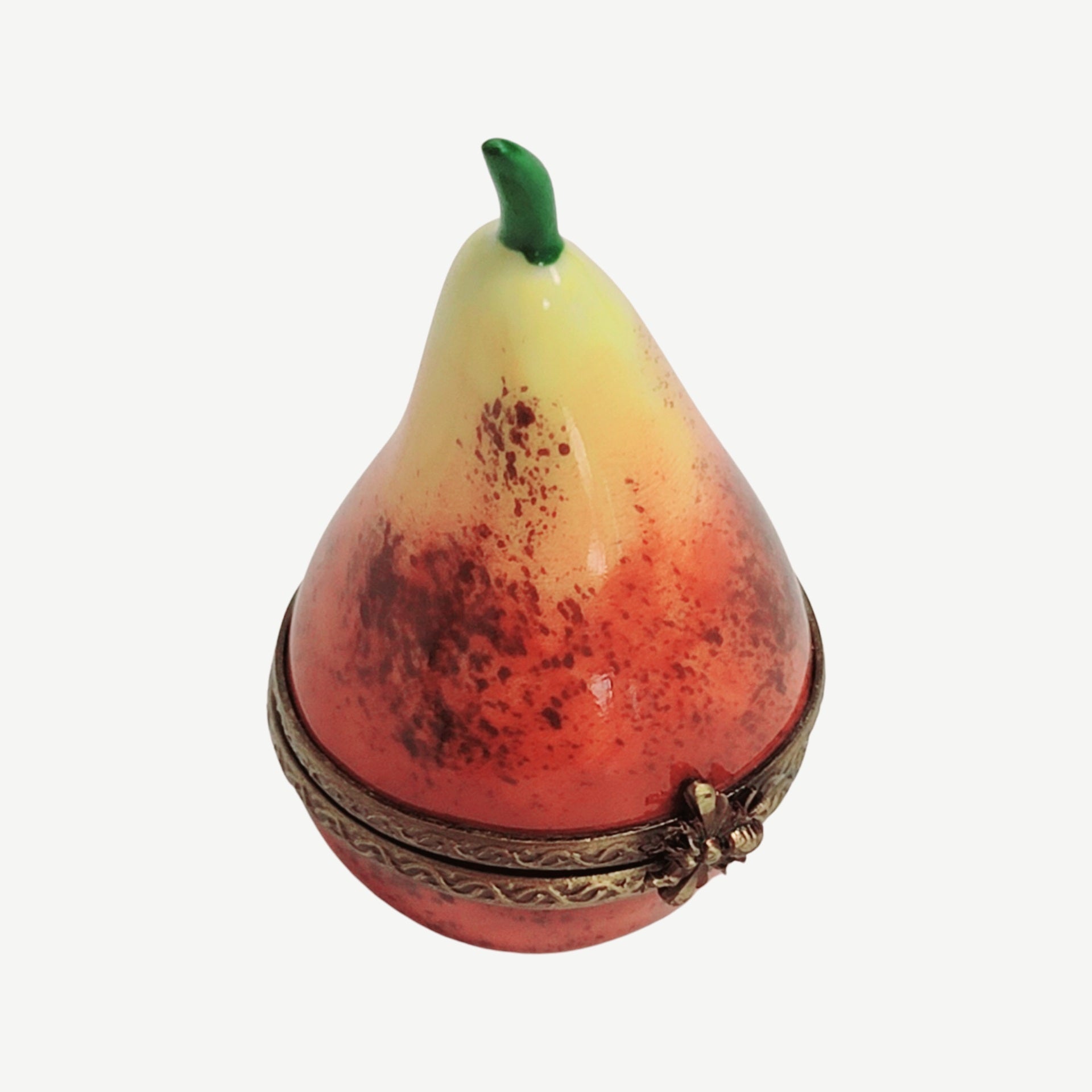 Exquisite Hand-Painted Pear Box Porcelain Limoges fruit vegetables French Trinket Box