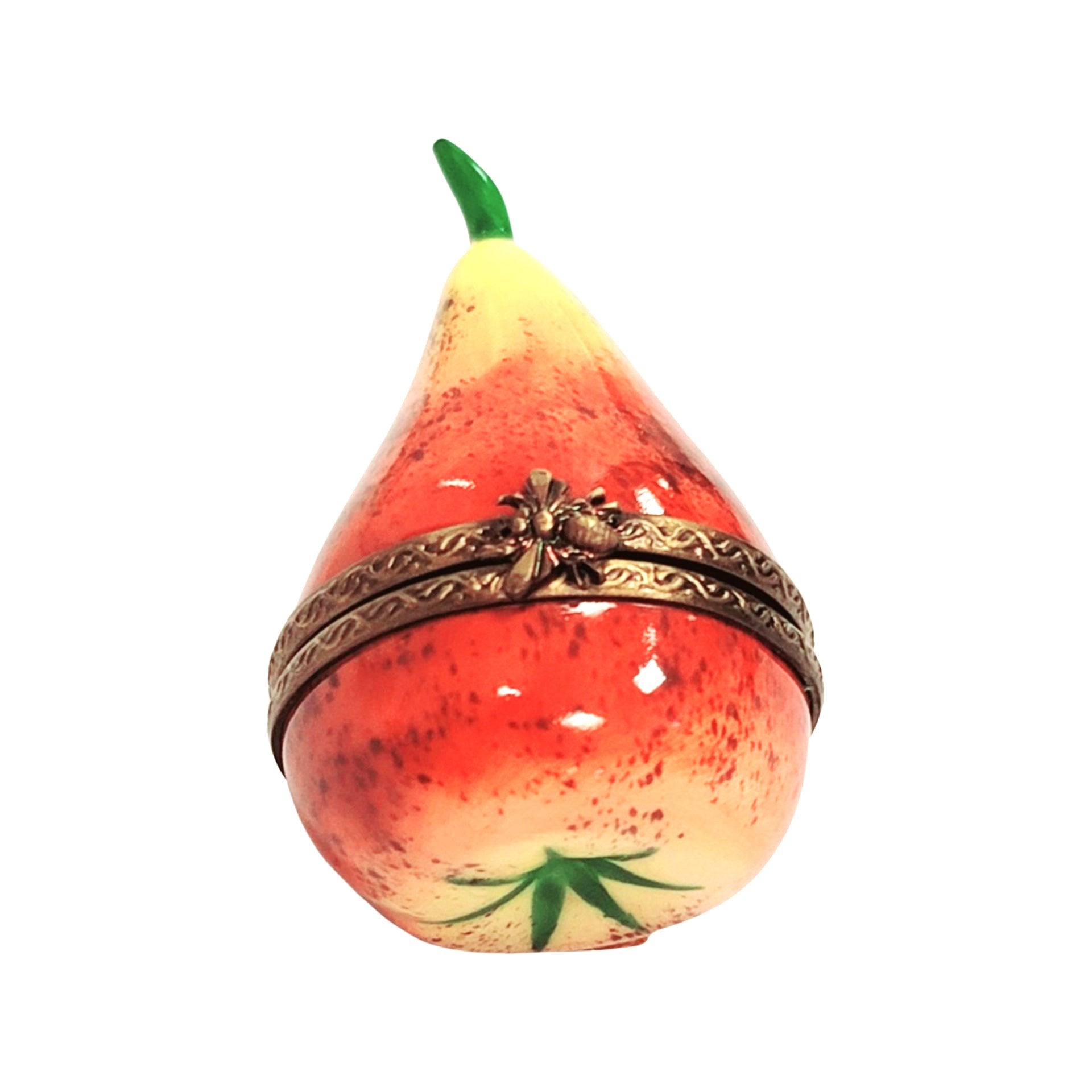Exquisite Hand-Painted Pear Box Porcelain Limoges fruit vegetables French Trinket Box
