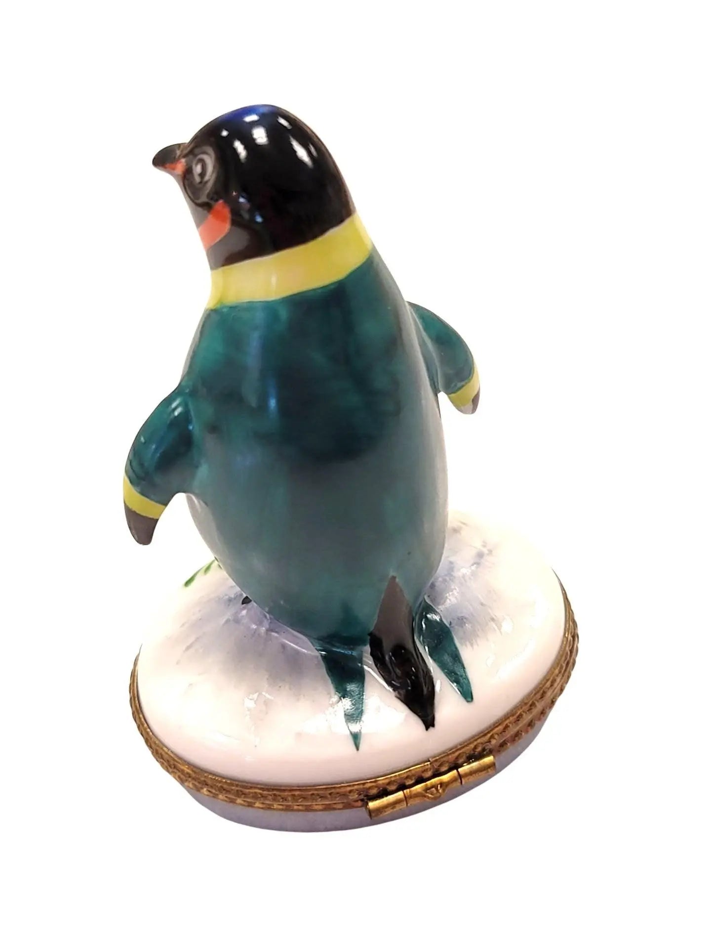 Penguin With Flowers Delight Porcelain Limoges winter wild birds French Trinket Box