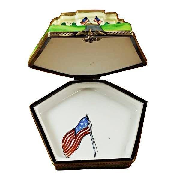 Pentagon Porcelain Limoges monuments united states patriotic French Trinket Box