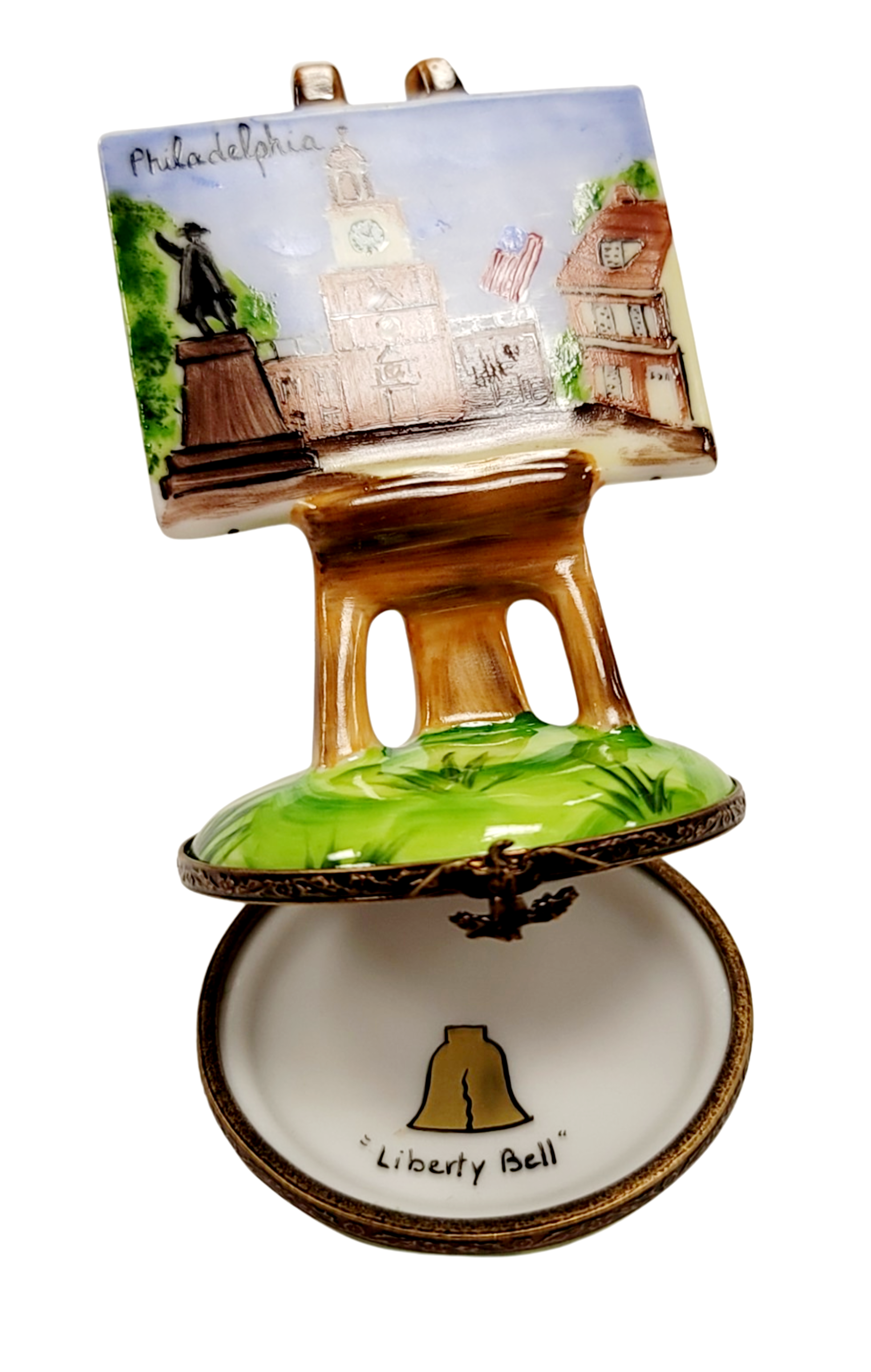 Philadelphia Art Easel Figurine Porcelain Limoges Fine Art French Trinket Box