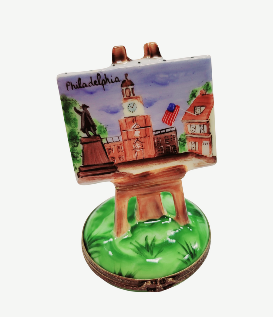 Philadelphia Art Easel Figurine Porcelain Limoges Fine Art French Trinket Box