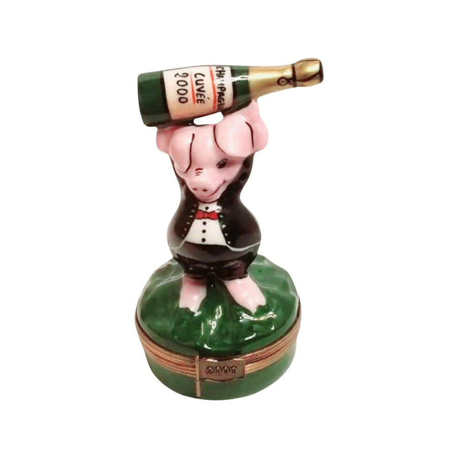 Pig Celebration Wine Box Porcelain Limoges pig farm Limoges Box Travel French Trinket Box