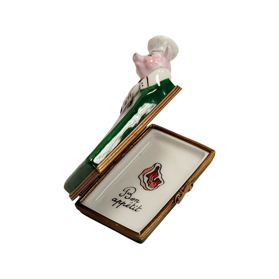 Pig Chef Culinary Delight Porcelain Limoges Pig Professional Food French Trinket Box