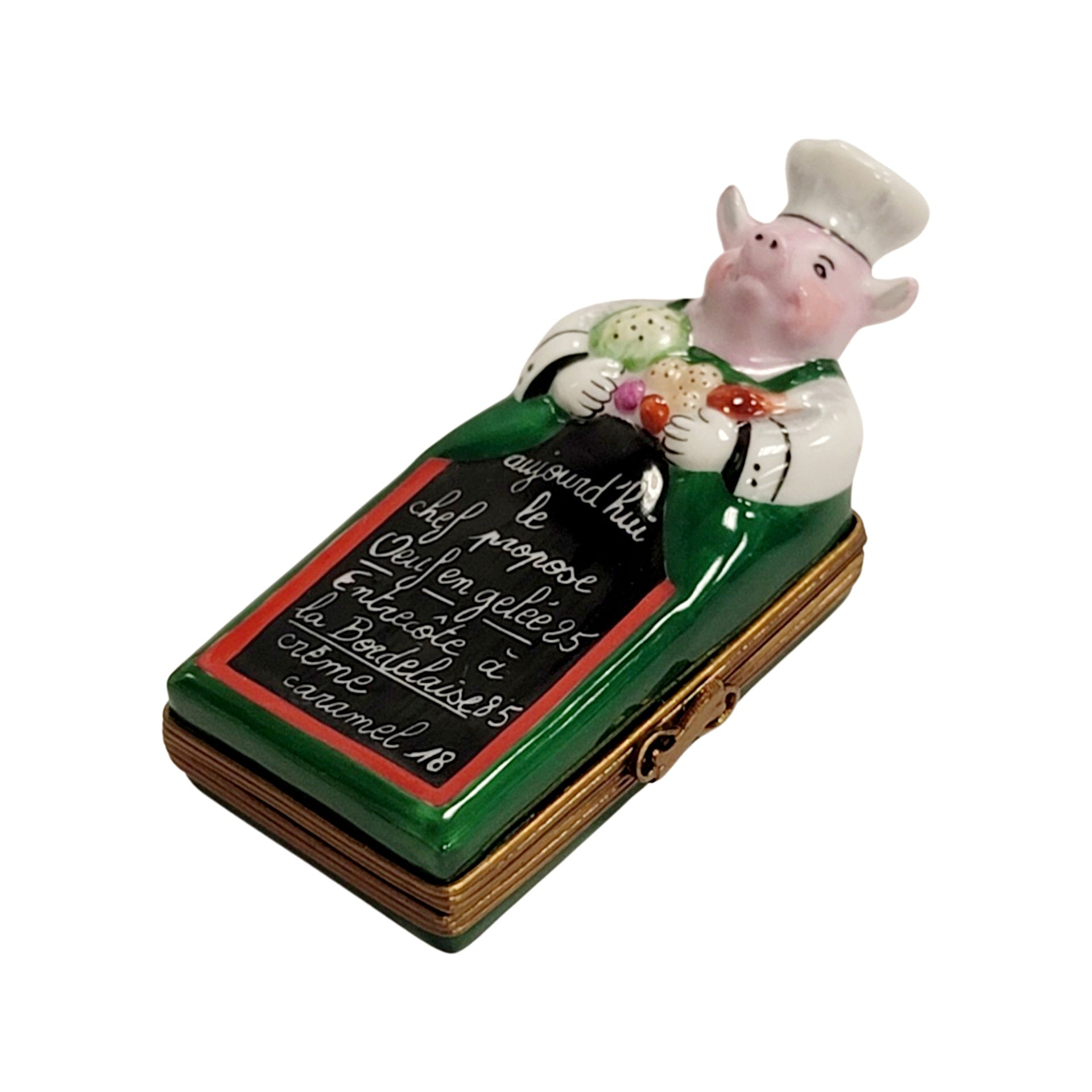 Pig Chef Culinary Delight Porcelain Limoges Pig Professional Food French Trinket Box