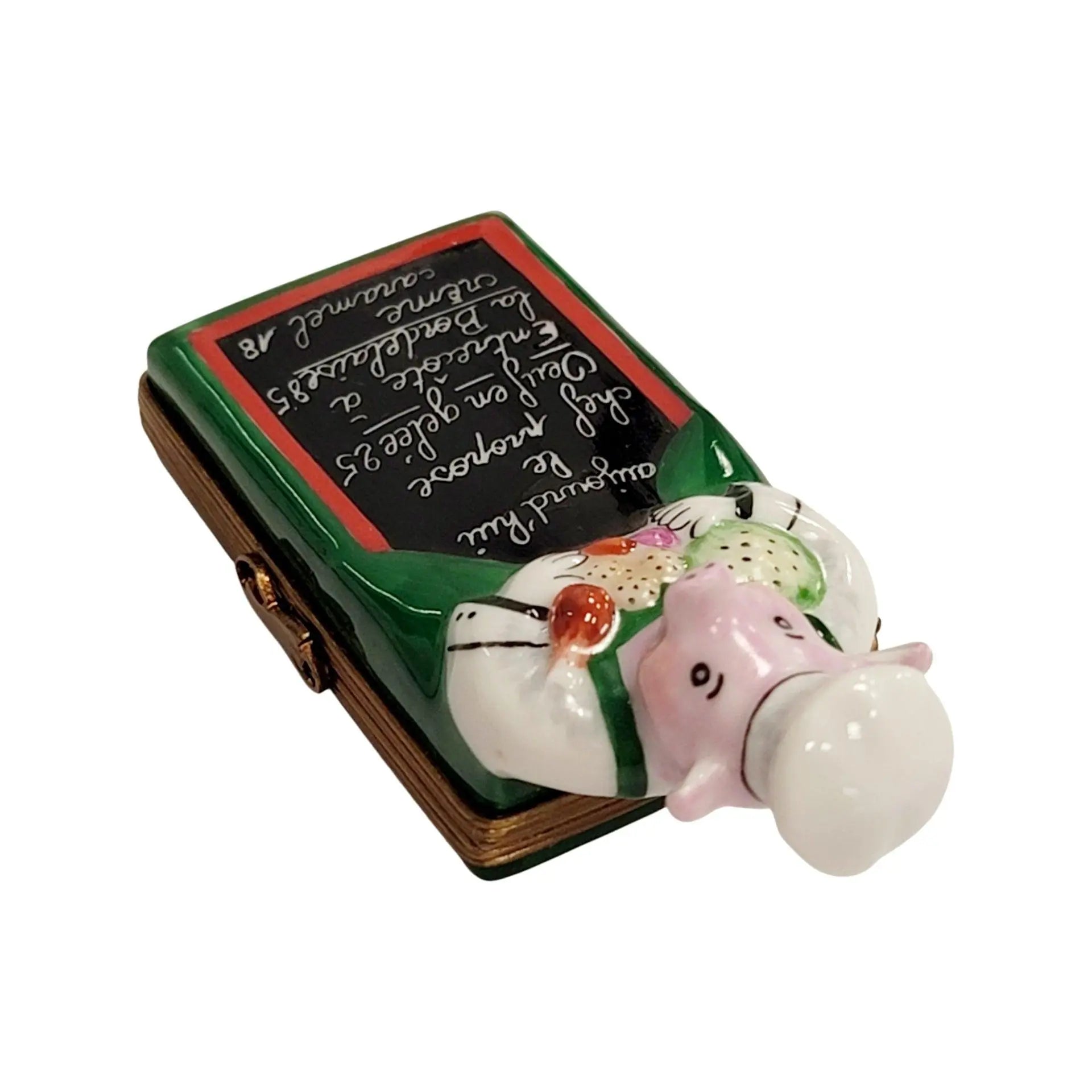 Pig Chef w Menu Porcelain Limoges pig professional limoges boxes French Trinket Box