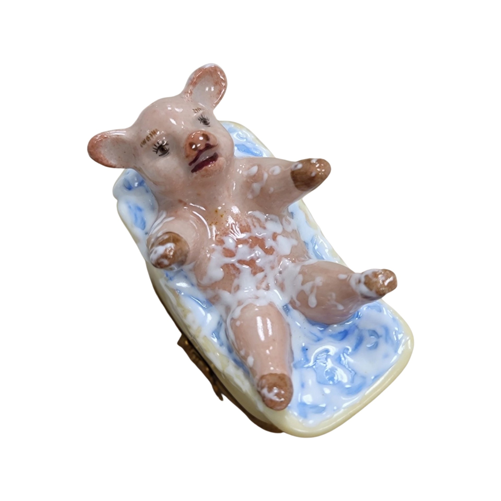 Pig in Luxurious Bathtub Porcelain Limoges Limoges Box pig farm French Trinket Box